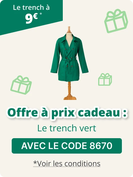 Offre spéciale ! Le trench à 9euros* avec le code 8670