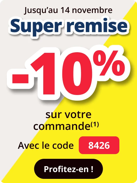 -10% avec sur votre commande* avec le code 8426